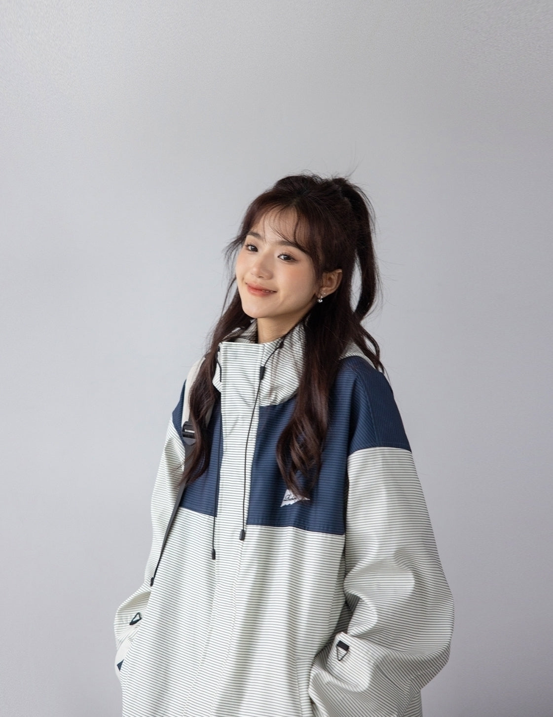 Striped Casual Loose Fit Jacket For Spring And Autumn