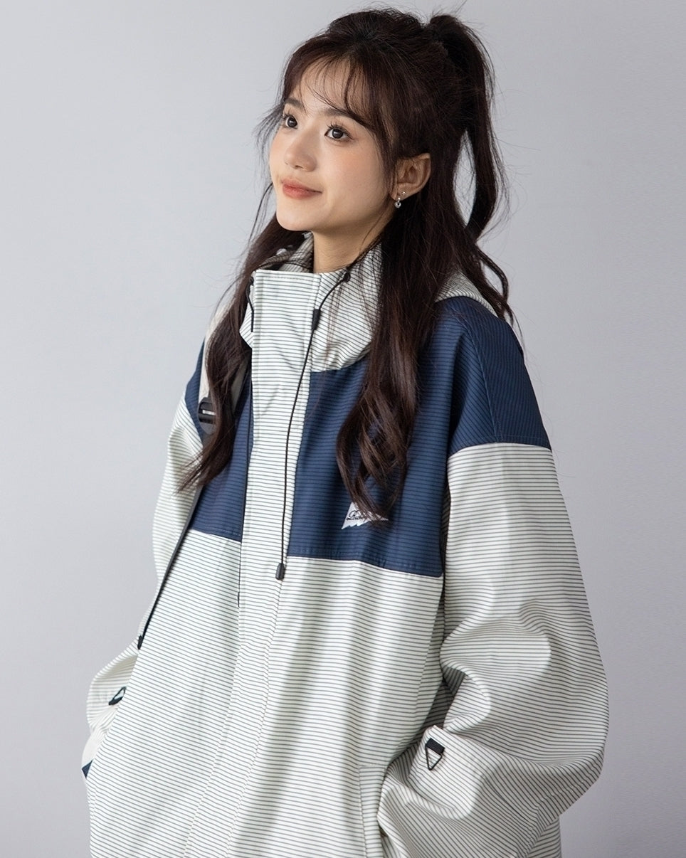 Striped Casual Loose Fit Jacket For Spring And Autumn
