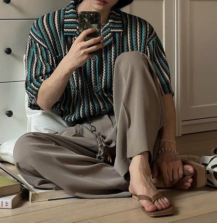 Striped Casual Short Sleeve Cuban Collar Shirt