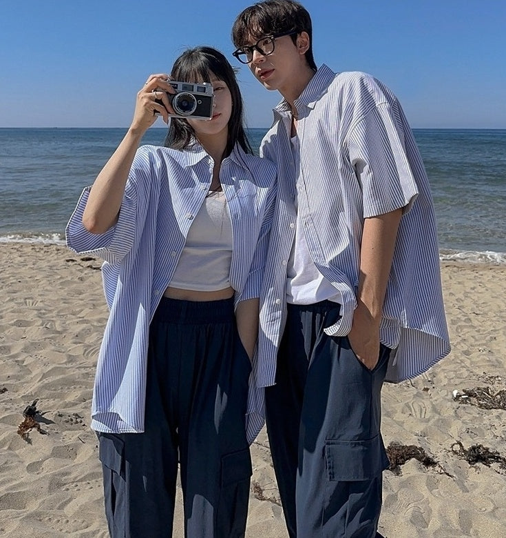 Striped Casual Short Sleeve Shirt