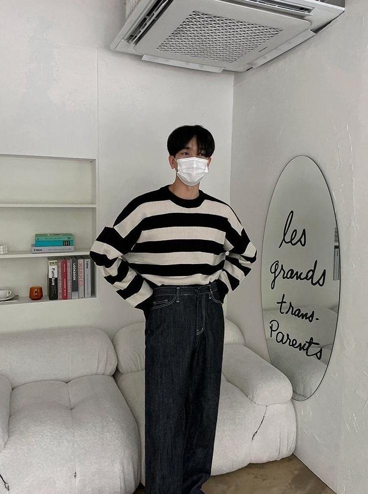 Striped Crewneck Long Sleeve Knit Sweater