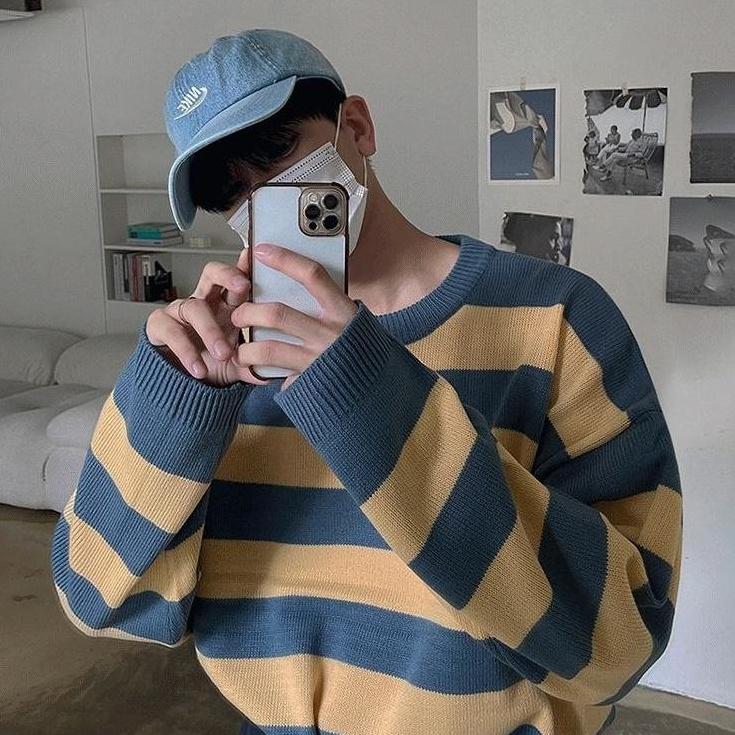 Striped Crewneck Long Sleeve Knit Sweater