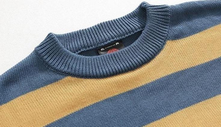 Striped Crewneck Long Sleeve Knit Sweater