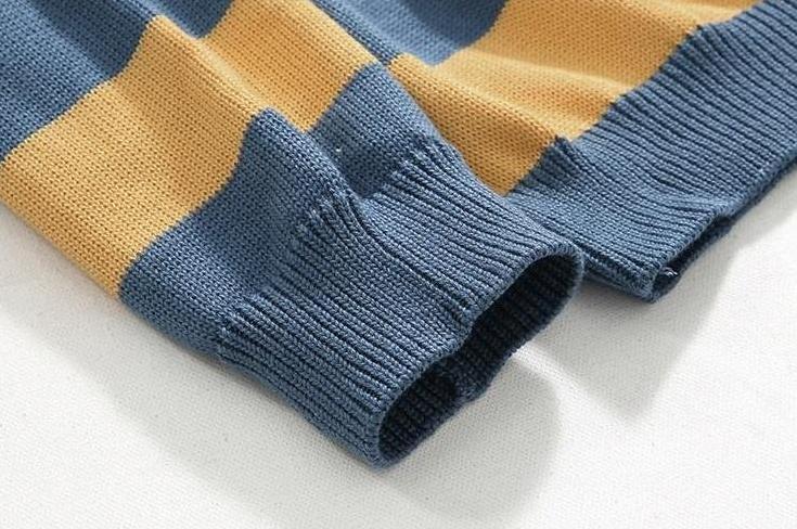 Striped Crewneck Long Sleeve Knit Sweater