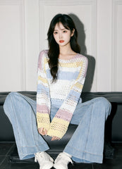 Striped Knit Longsleeve Loose Top