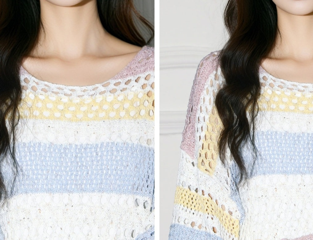 Striped Knit Longsleeve Loose Top