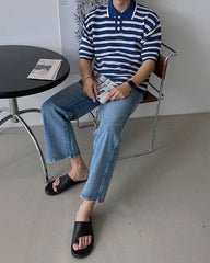 Striped Knit Polo Shirt