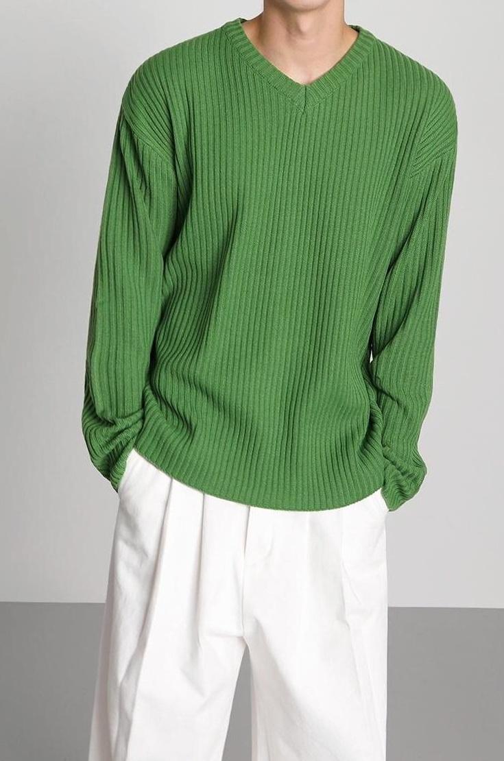 Striped Knit Pullover Sweater