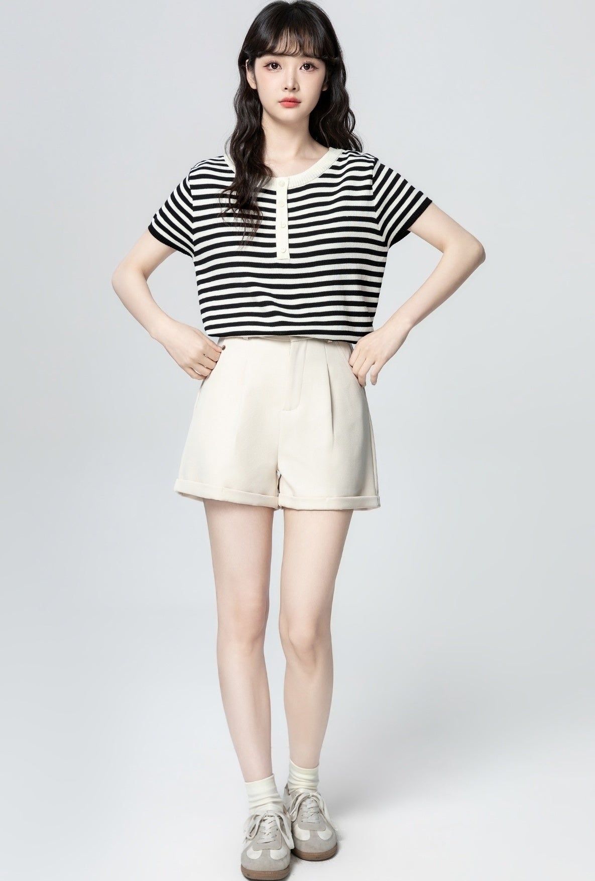 Striped Knit Short Sleeve Vintage Top