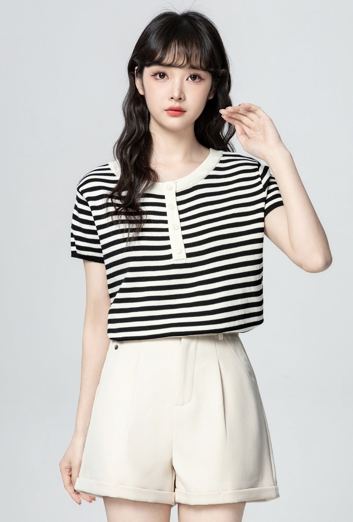 Striped Knit Short Sleeve Vintage Top