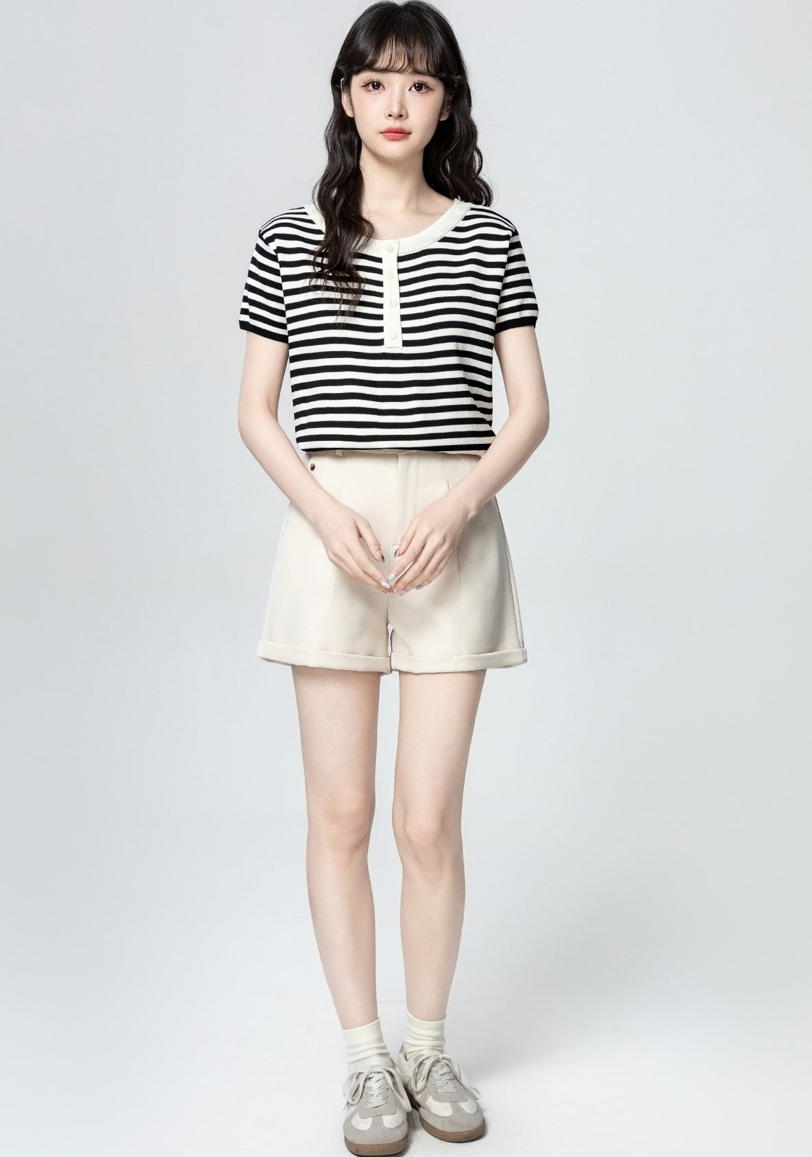 Striped Knit Short Sleeve Vintage Top