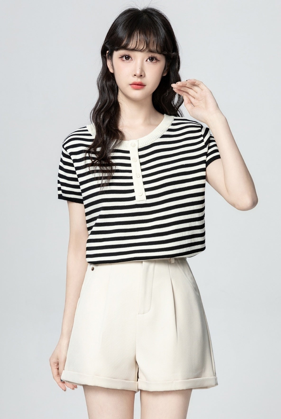 Striped Knit Short Sleeve Vintage Top