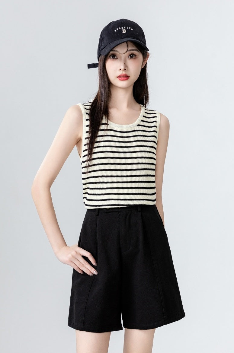 Striped Knit Sleeveless Tank Top