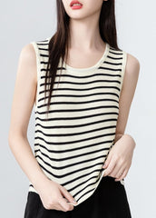 Striped Knit Sleeveless Tank Top