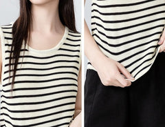 Striped Knit Sleeveless Top