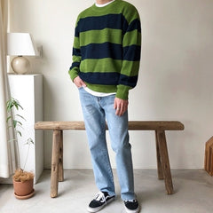 Striped Knit Sweater Cozy Style