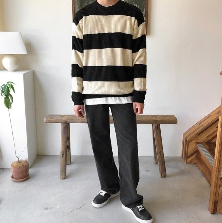 Striped Knit Sweater Cozy Style