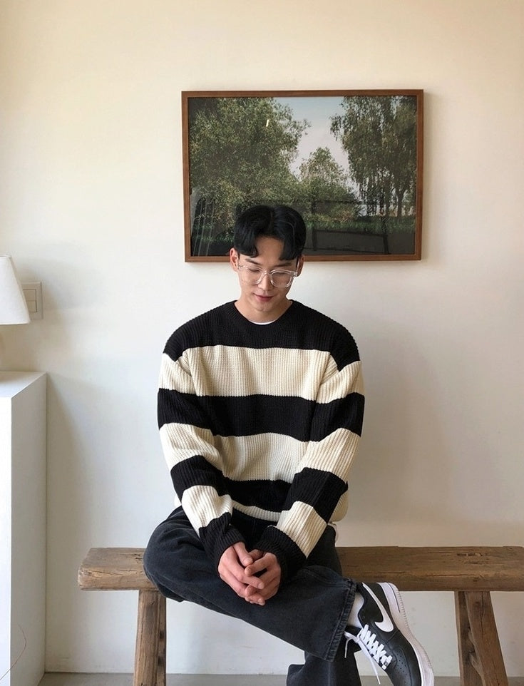 Striped Knit Sweater Cozy Style