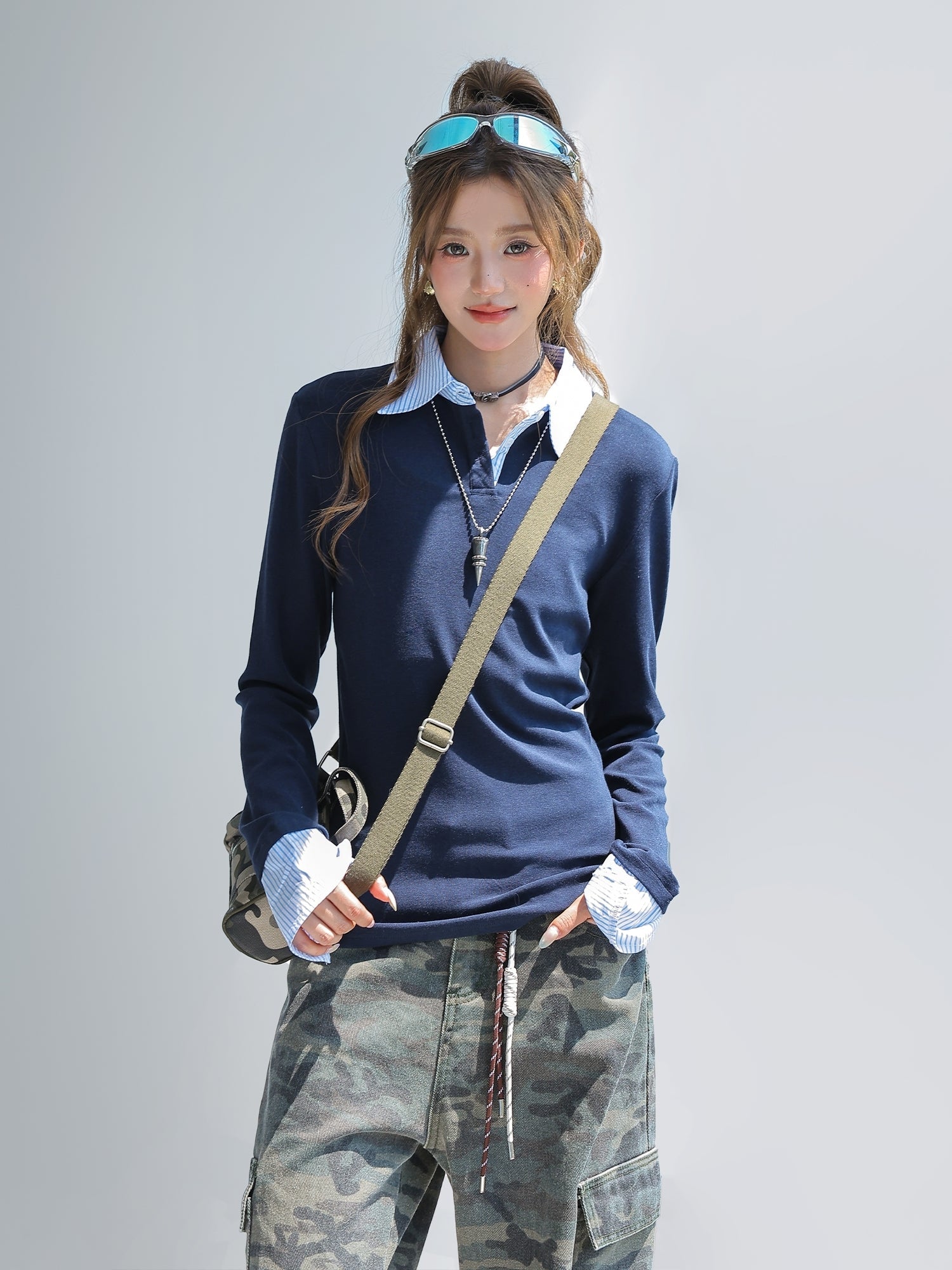 Striped Layered Look Knit Top