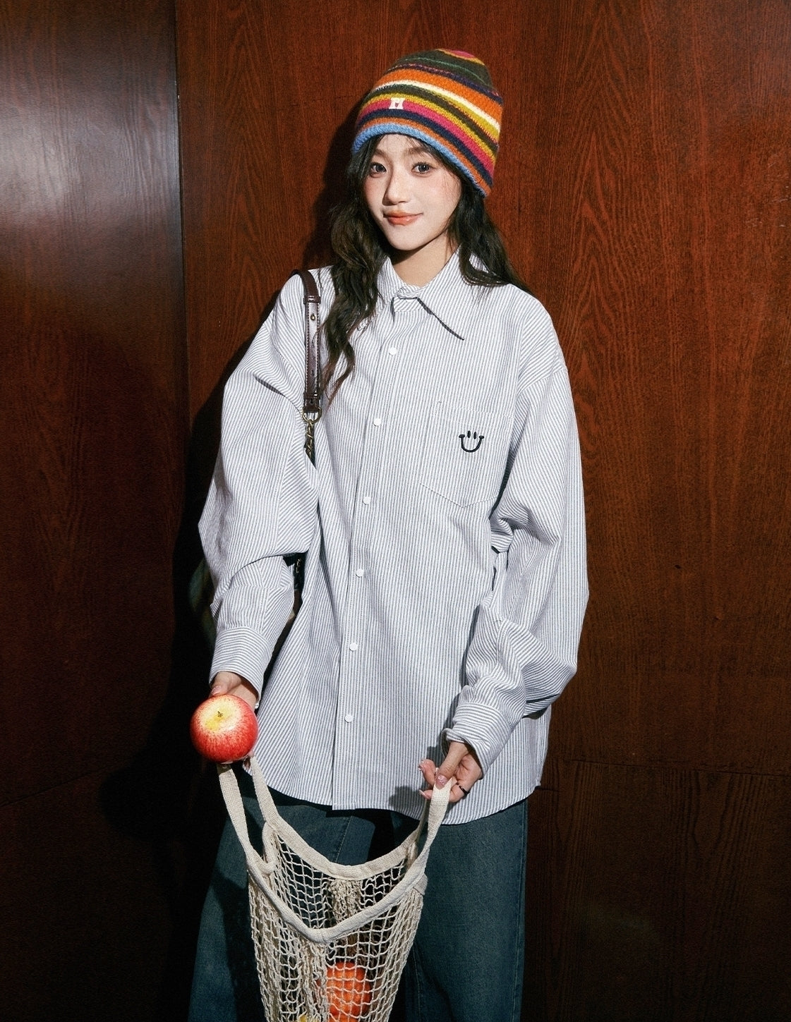 Striped Long Sleeve Casual Shirt Korean Style