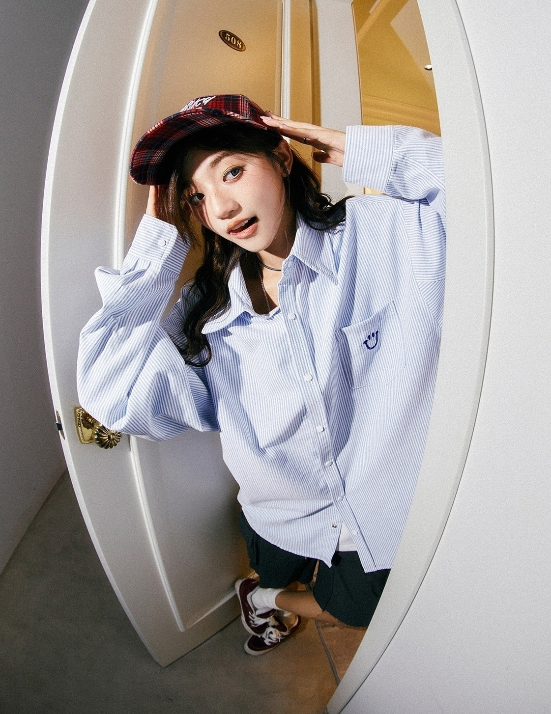 Striped Long Sleeve Casual Shirt Korean Style