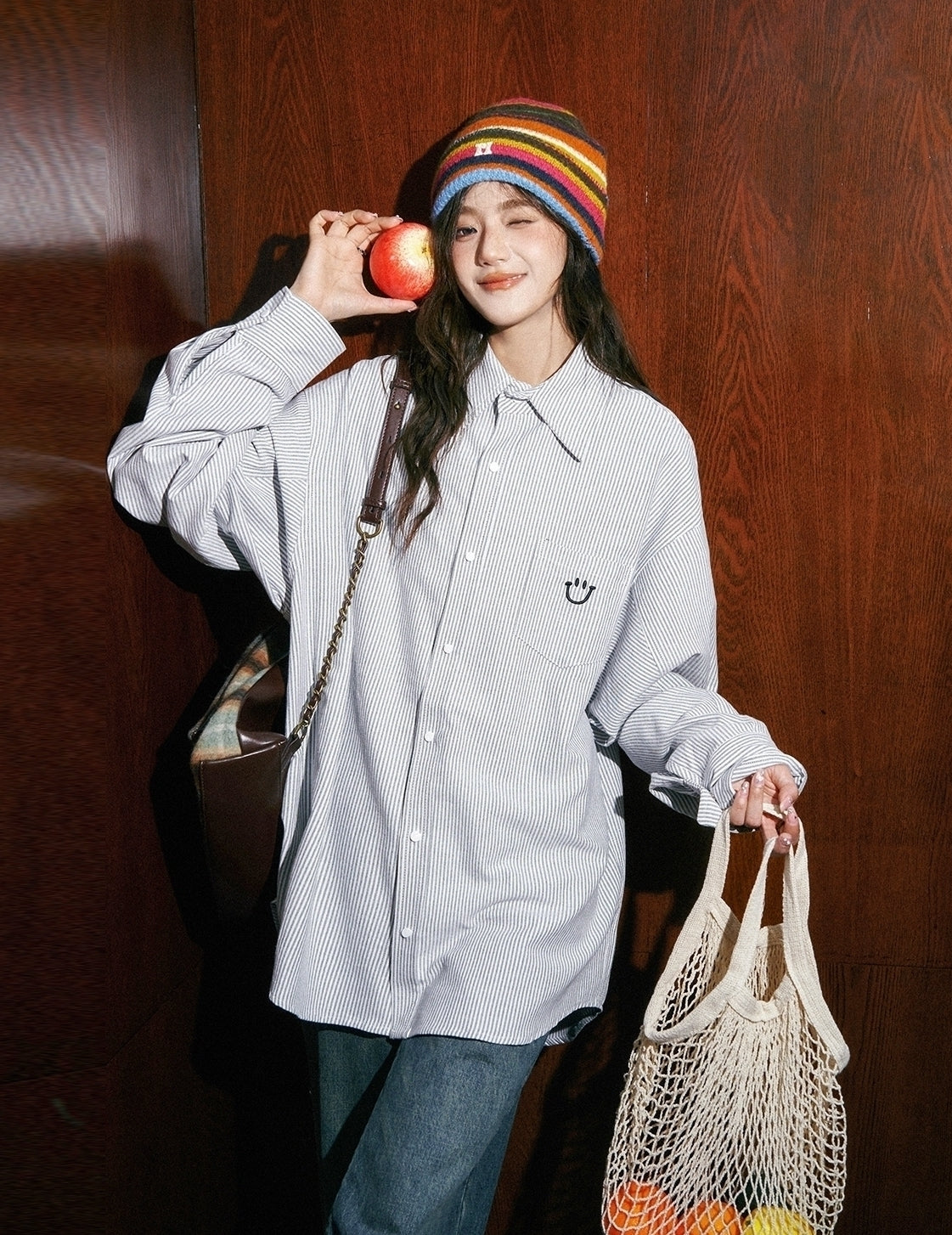 Striped Long Sleeve Casual Shirt Korean Style