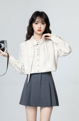 Striped Long Sleeve Shirt With Tie Design
