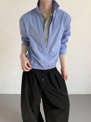 Striped Mock Neck Layered Long Sleeve Shirt