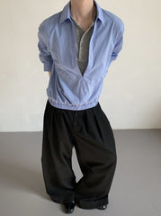 Striped Mock Neck Layered Long Sleeve Shirt