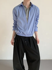 Striped Mock Neck Layered Long Sleeve Shirt