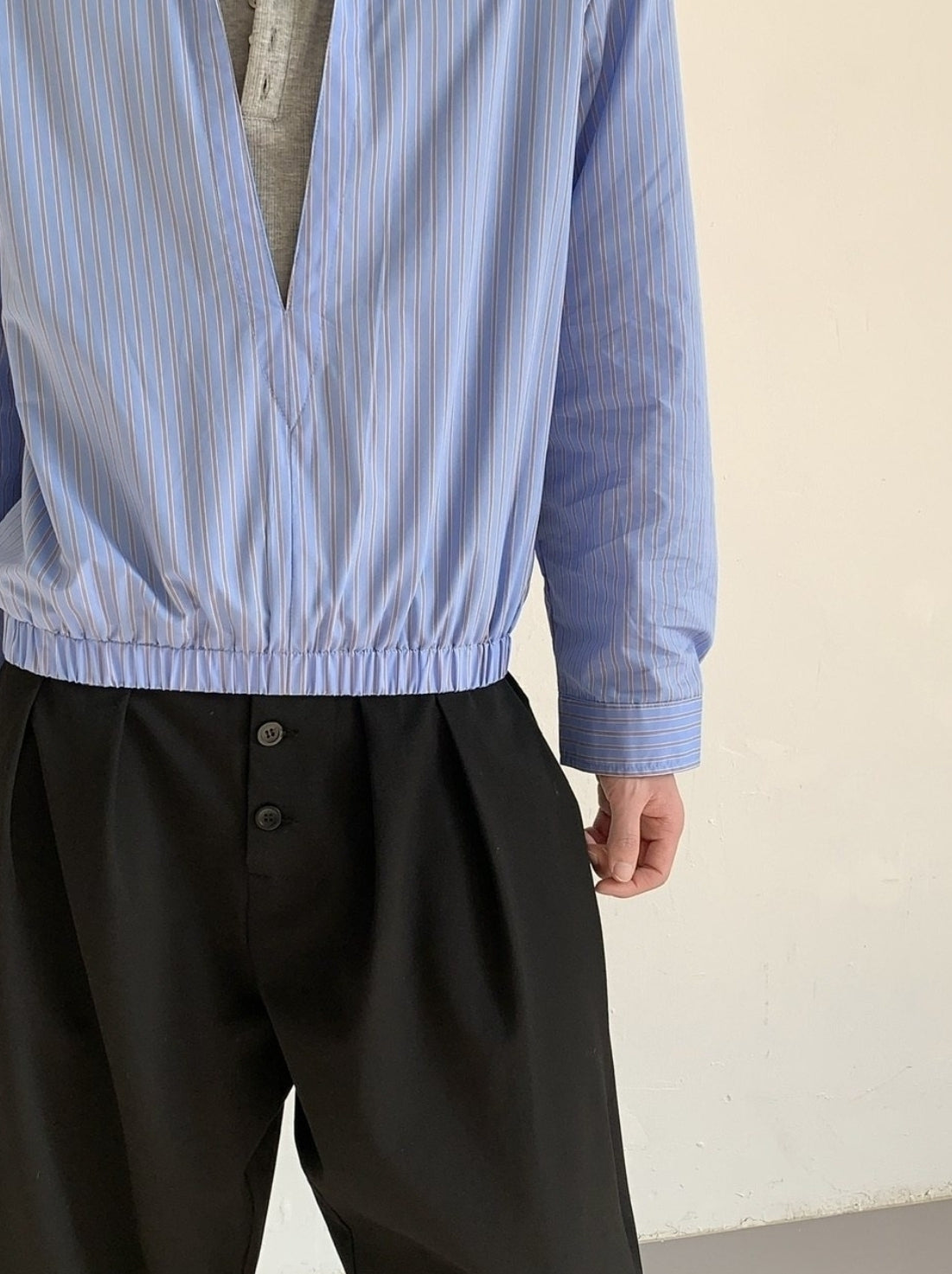 Striped Mock Neck Layered Long Sleeve Shirt