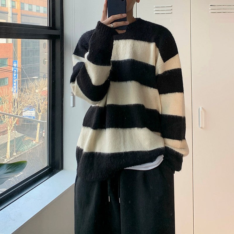 Striped Mohair Knit Sweater