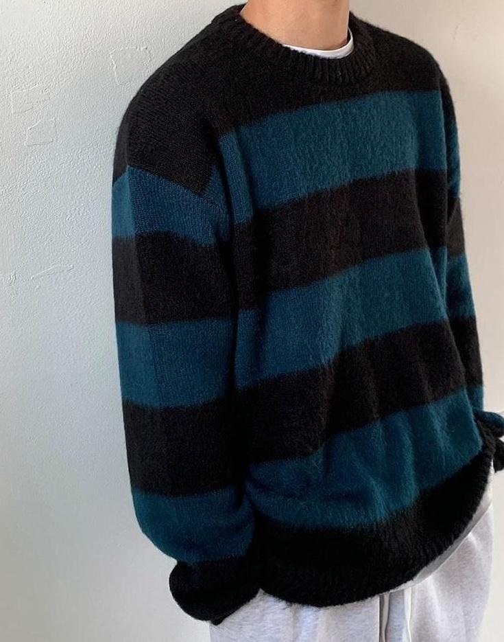 Striped Mohair Knit Sweater