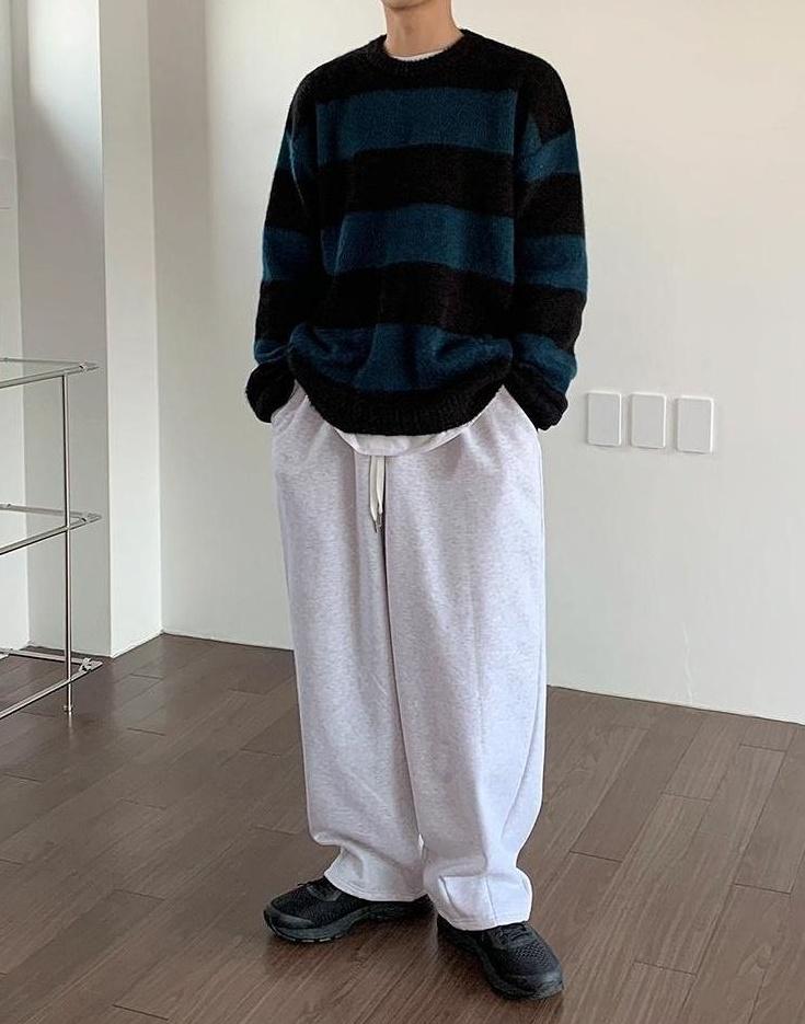 Striped Mohair Knit Sweater