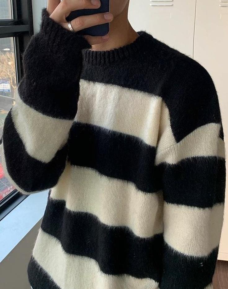 Striped Mohair Knit Sweater
