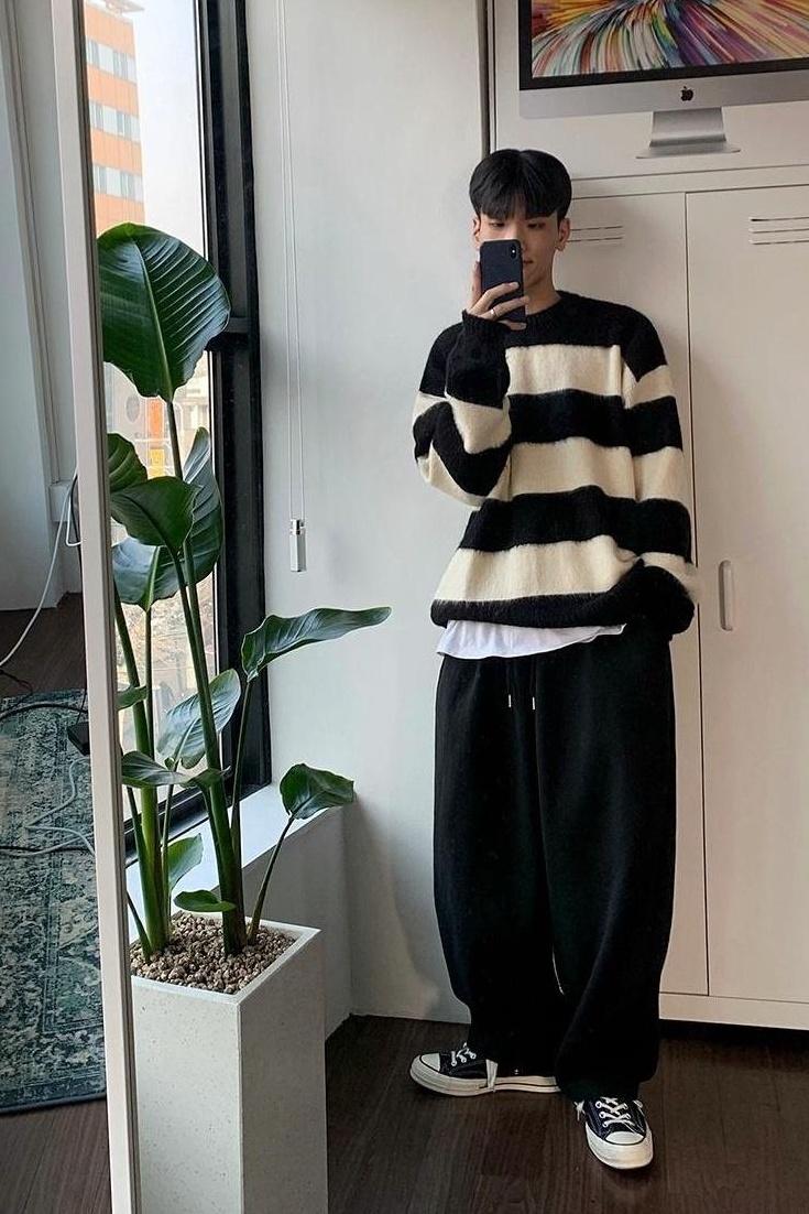 Striped Mohair Knit Sweater