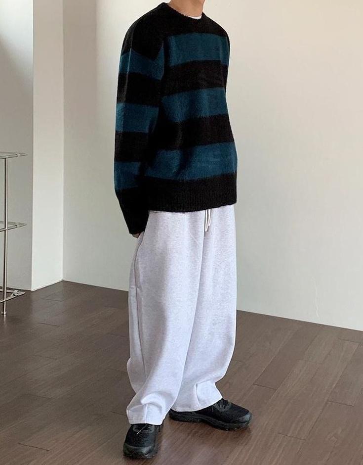Striped Mohair Knit Sweater