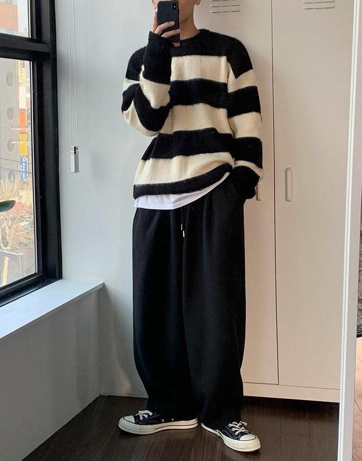 Striped Mohair Knit Sweater
