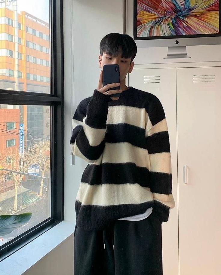 Striped Mohair Knit Sweater