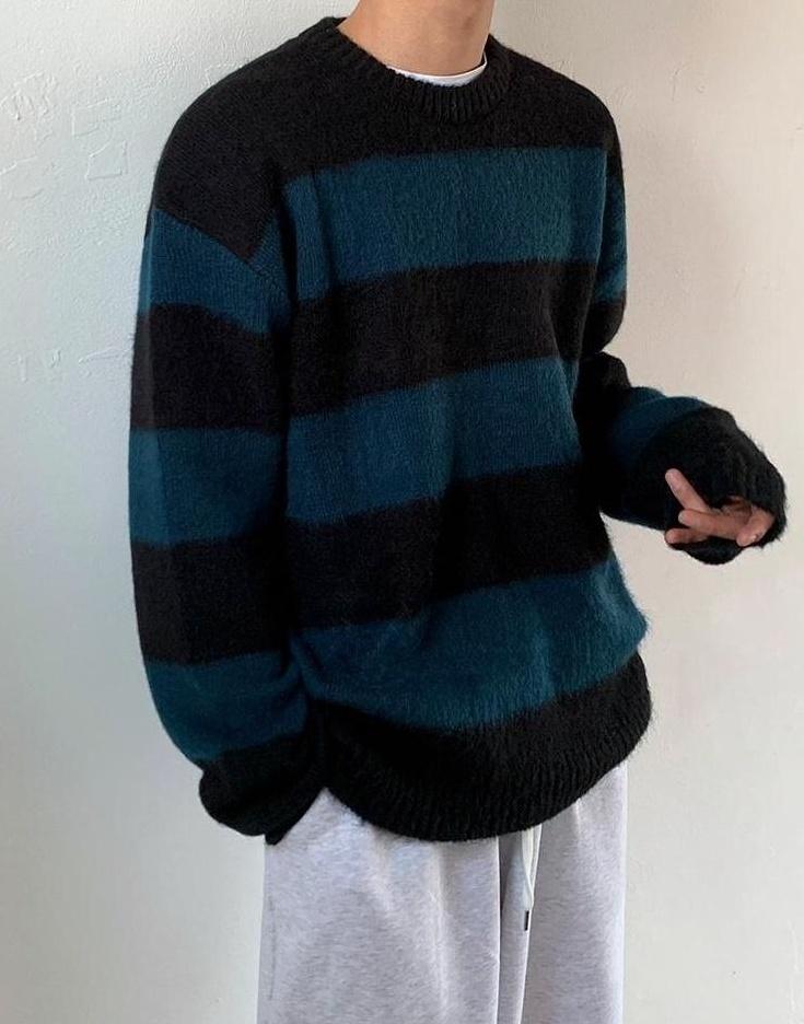 Striped Mohair Knit Sweater