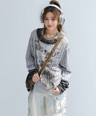 Striped Patchwork Layered Long Sleeve Top