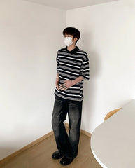 Striped Polo Shirt Casual Short Sleeve