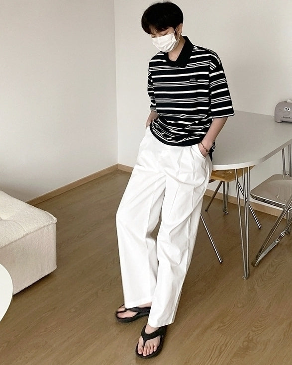 Striped Polo Shirt Casual Short Sleeve