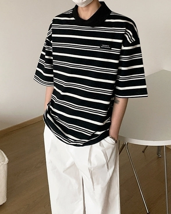 Striped Polo Shirt Casual Short Sleeve