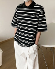 Striped Polo Shirt Casual Short Sleeve