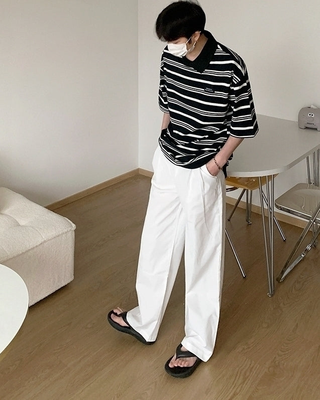 Striped Polo Shirt Casual Short Sleeve