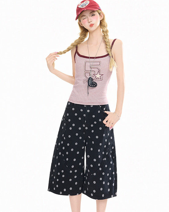 Striped Print Slim Camisole Top