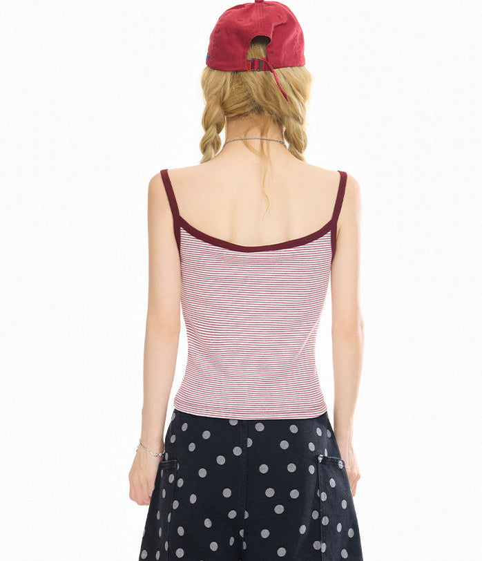 Striped Print Slim Camisole Top