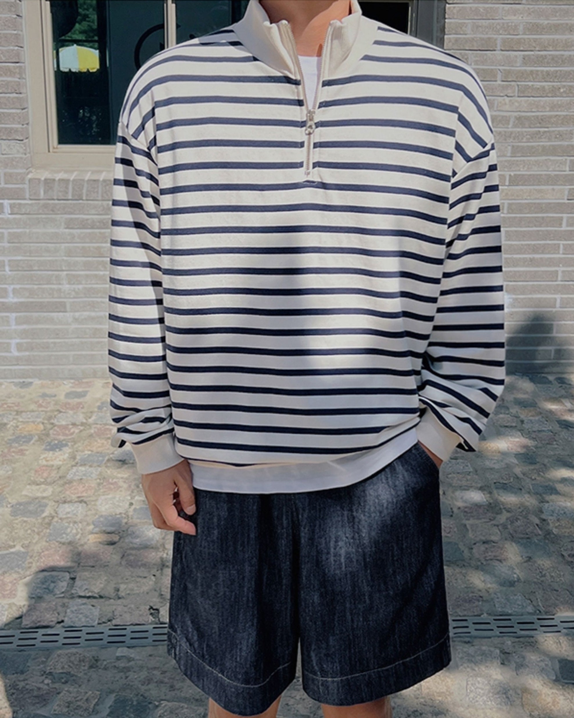 Striped Pullover Sweatshirt