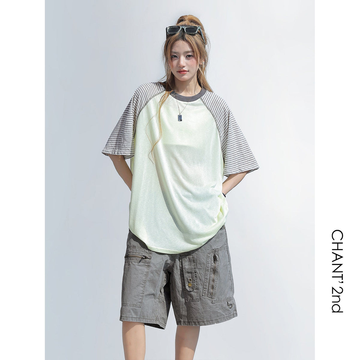 Striped Raglan Sleeve Sun Protection Top